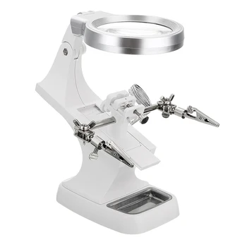 

New Helping Hand LED Magnifying Soldering IRON STAND Lens Magnifier Clamp Tool Kit
