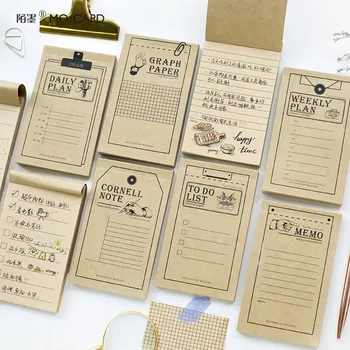 

50sheets/lot Style Portable Diary Planner Notepad 6 Designs Retro Kraft Paper Memo Pad Mini Notebook School Office Supplies