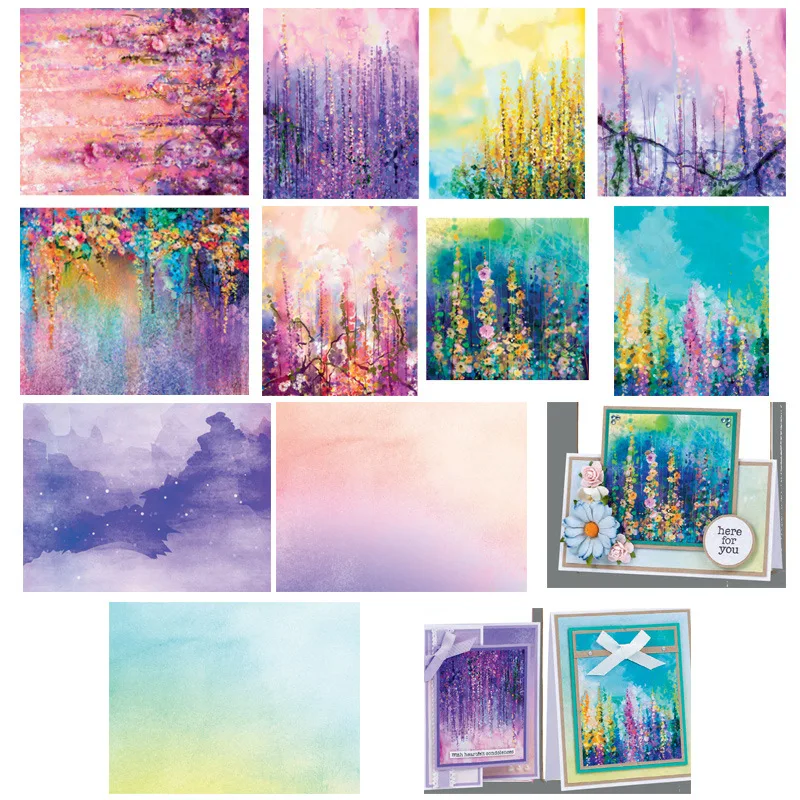 

14Pcs Watercolor Plant Flowers Scrapbooking PAPER PAD Decorative DIY Craft Photo Albums Material Paper Background Craft Card