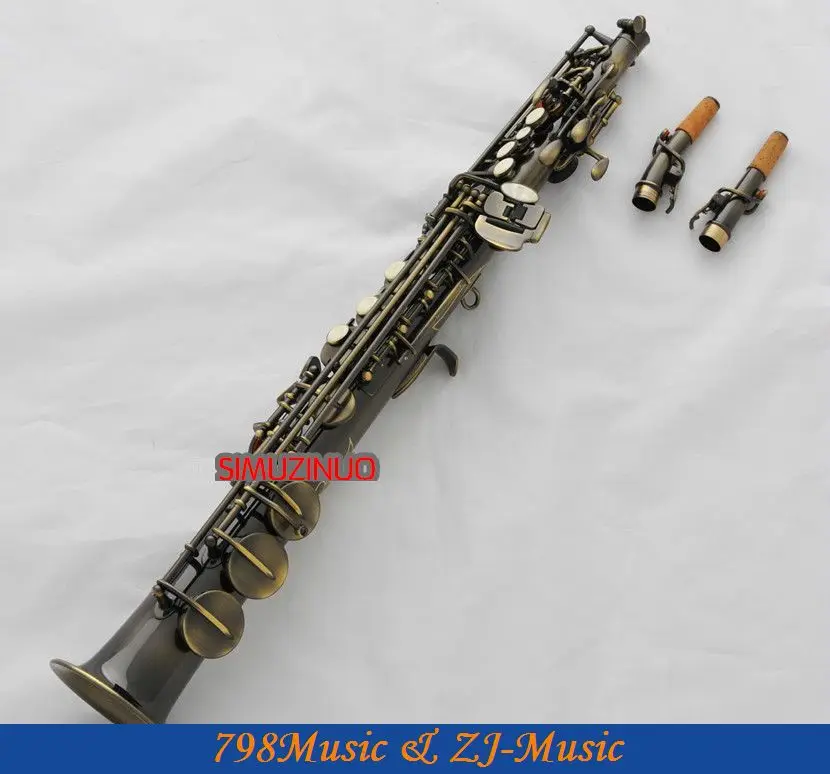 Antique Bronze Soprano Saxophone Bb key to High F&G key-2 Neckes