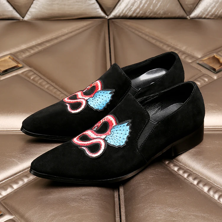 

2018 New Handmade Pointed Toe Metal Tip Lace Spikes Slip On Dress Shoes Evenig Party Wedding Shoe size 37-46