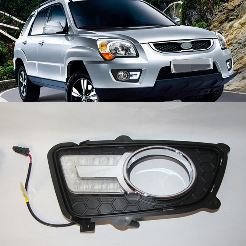 

Car Flashing 1set For KIA Sportage 2008 - 2013 12V LED DRL Daytime Running Light Daylight Fog lamp head light cover car styling