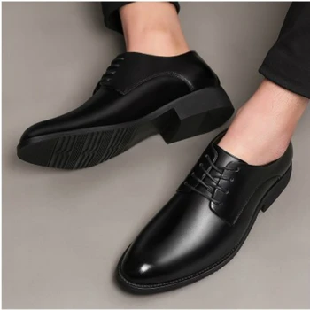 

Mazefeng Fashion 2019 Spring Autumn Men Dress Shoes Business Male Leather Shoes Solid Color Men Work Shoes Slip-on Pointed Toe