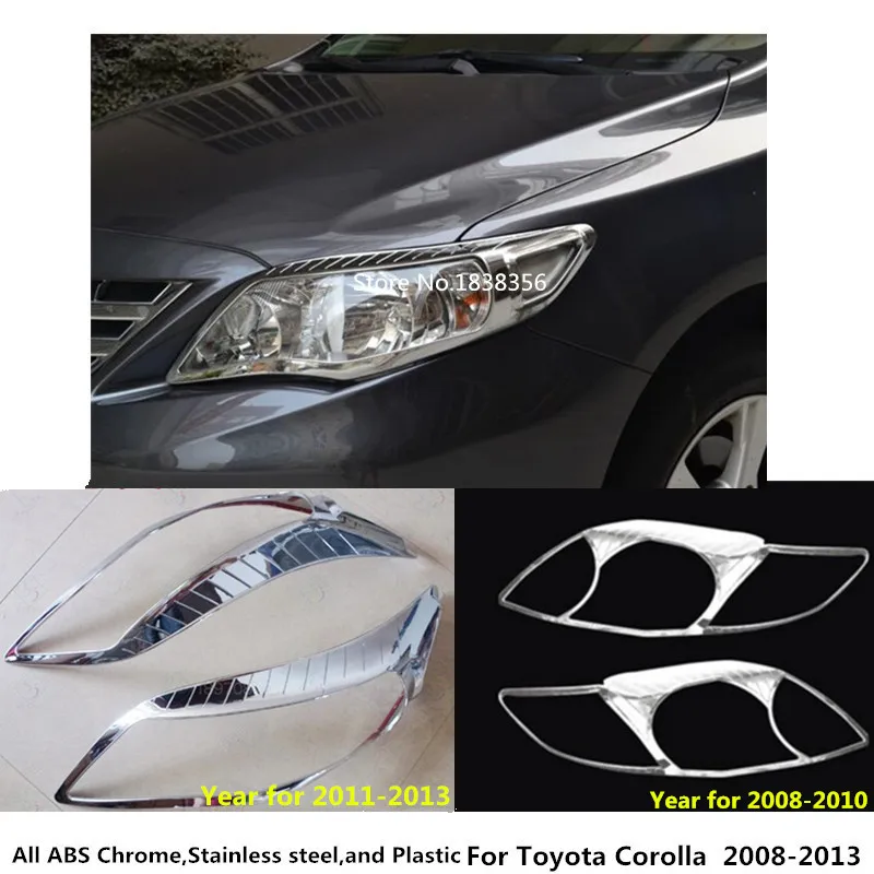 

Car front head Light lamp frame stick ABS Chrome cover trim part 2pcs For Toyota Corolla Altis 2008 2009 2010 2011 2012 2013