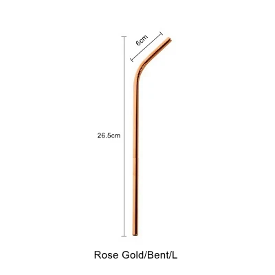 Скандинавские красочные 304 нержавеющая сталь питьевой соломинки многократного использования изогнутая металлическая соломинка Высокое качество трубка Офис Бар посуда для напитков аксессуары - Цвет: Rose Gold-Bent-L