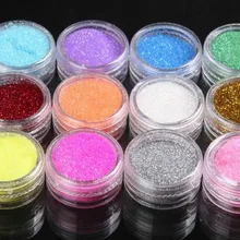 12 Цвет металлический блеск ногтей набор инструментов УФ порошок блестки инструменты для полировки ногтей акрил порошки и жидкостей