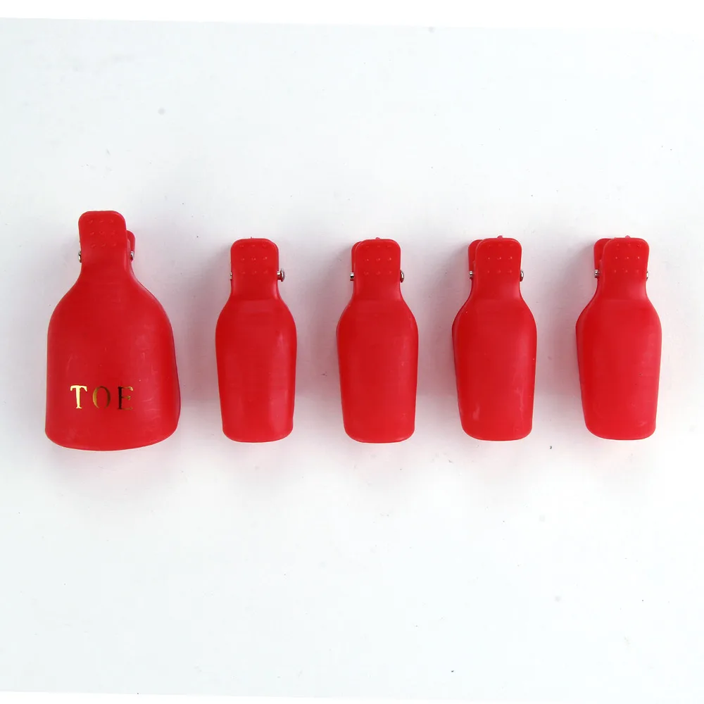 5 шт., цветной пластиковый набор для снятия замачивания пальцев, для ногтей, для снятия УФ-лака, для снятия лака, для ногтей, для замачивания колпачка, для ухода за ногтями, инструмент для маникюра - Цвет: Red