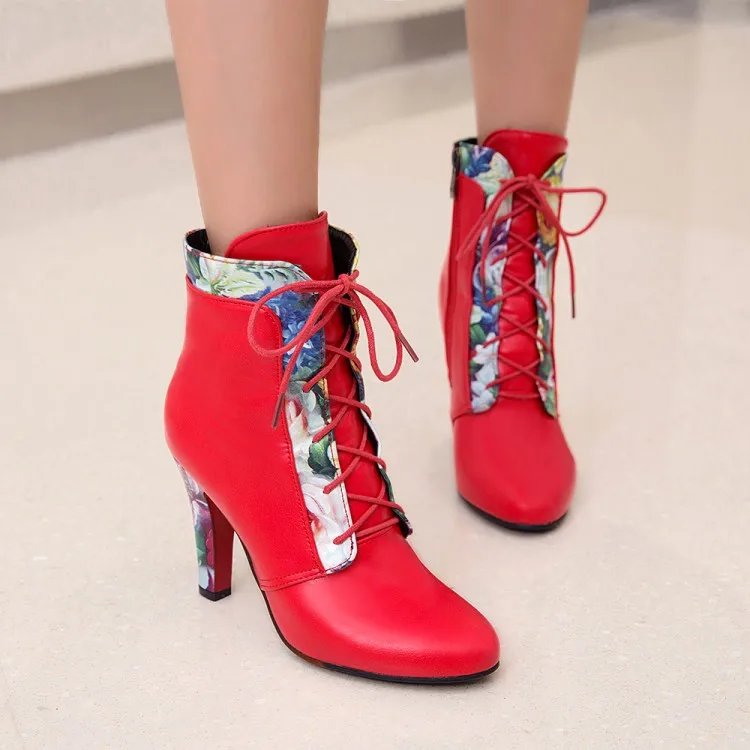 

Big Size 11 12 13 14 15 16 17 Round-headed, thin-heeled, high-heeled, cross-tied, side zipper, short Chelsea boots