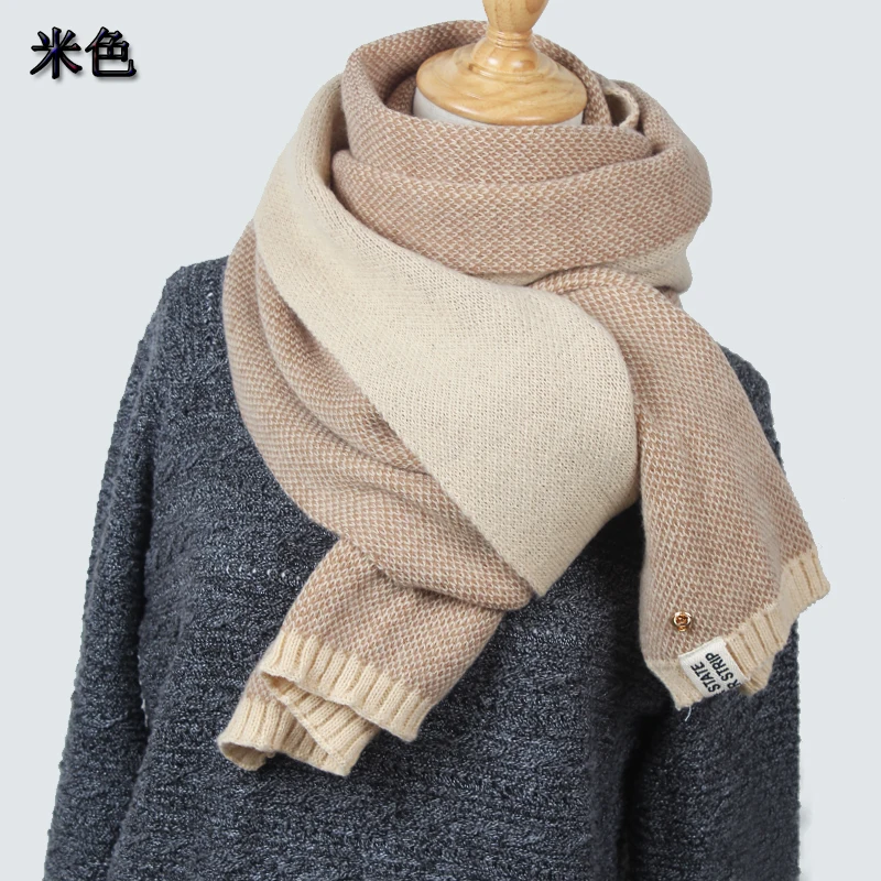 Высокое качество, женский шарф, зимний шерстяной вязаный шарф, воротник, шарфы, утолщенный, теплый, модный, ананасовый палантин, шаль, wrap mx001 - Цвет: Beige