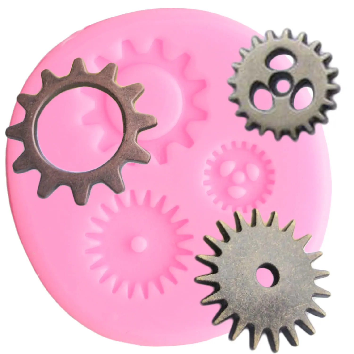 

Steampunk Gears Silicone Mold Baby Birthday Cupcake Topper Fondant Cake Decorating Tool Fimo Clay Candy Chocolate Gumpaste Mould