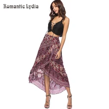 Женская летняя Бохо Цветочная печать плиссированная длинная Макси юбка богемная винтажная Длина пола сексуальные гофрированные пляжные юбки женские s