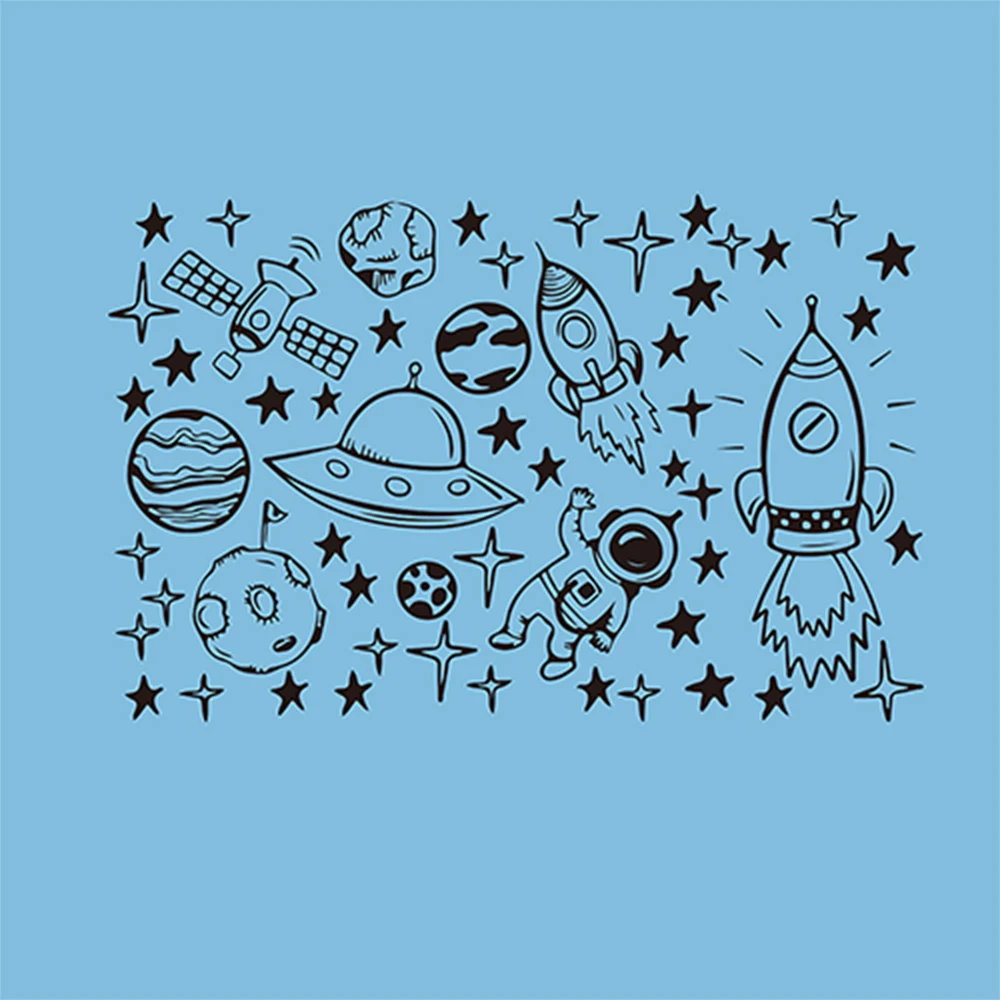 Space Rocket Astronaut Star Wall Sticker Boy Room Kids Room Satellite Space Earth Wall Decal Nursery Bedroom Vinyl Home Decor (1)