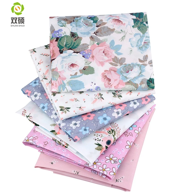 

Shuanshuo Floral Series Twill Cotton Textiles For Patchwork Cloth,DIY Sewing Quilting Fat Quarters Material For Baby&Chil 6pcs