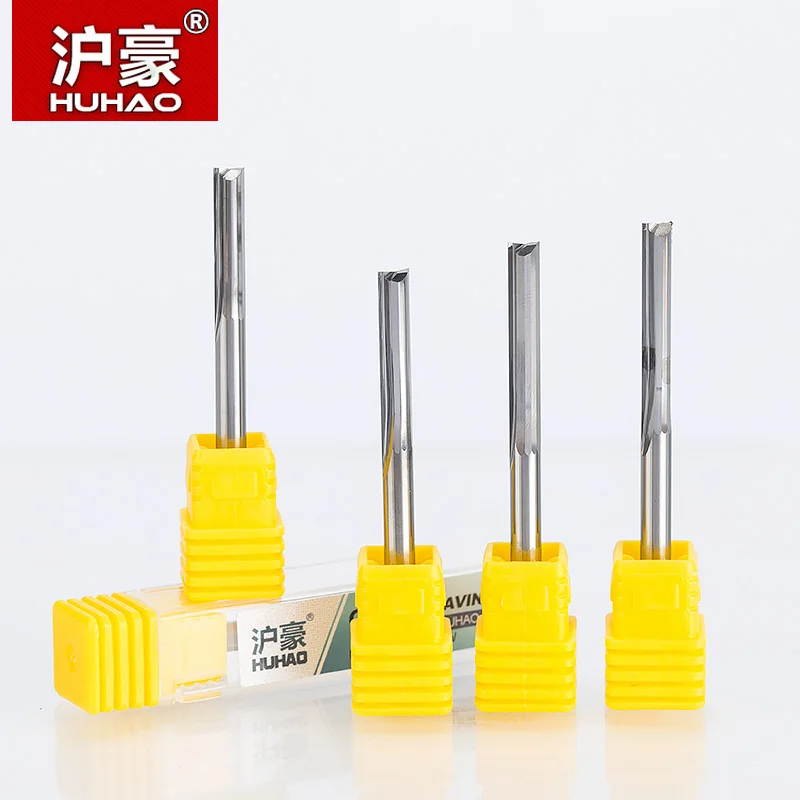 HUHAO 1pc 4mm Two Flutes Straight router bits for wood CNC Straight Engraving Cutters Carbide Endmills