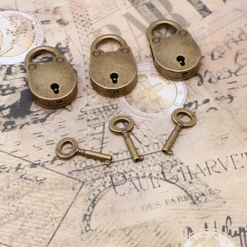 Old Antique Vintage Style Mini Padlock Key Locks New Lot of 3 