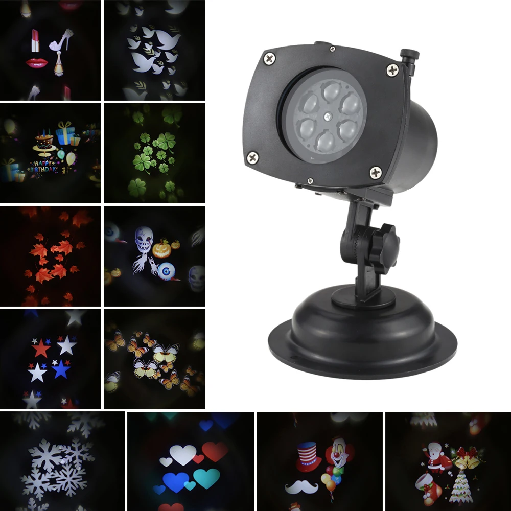 

LumiParty 12 Patterns Rotating LED Projection Light Replaceable Lens for Christmas Party Wedding Festival Celebration Decoration