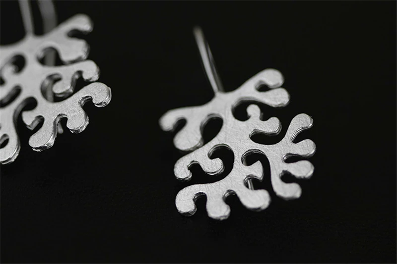 Muduh Collection Real 925 Sterling Silver Natural Handmade Designer Fine Jewelry Ethnic Irregular Tree Dangle Earrings for Women Brinco