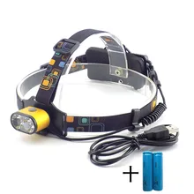 Двойной T6 светодиодный налобный светильник для кемпинга, Перезаряжаемый USB флэш-светильник, белый светодиодный светильник, s 18650, аккумулятор, Головной фонарь, лампа, светильник, Lanterna