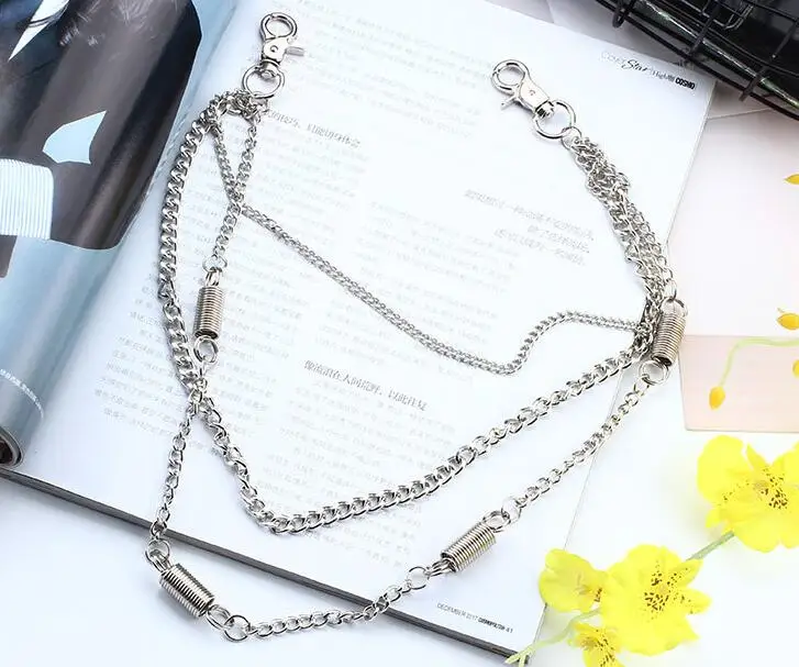 

Trendy Punk Style Unisex 3 Layer Biker Link Keychain Jean Wallet Chain Waist Keychains Hook Trousers Pant Belt Fashion Key Chain