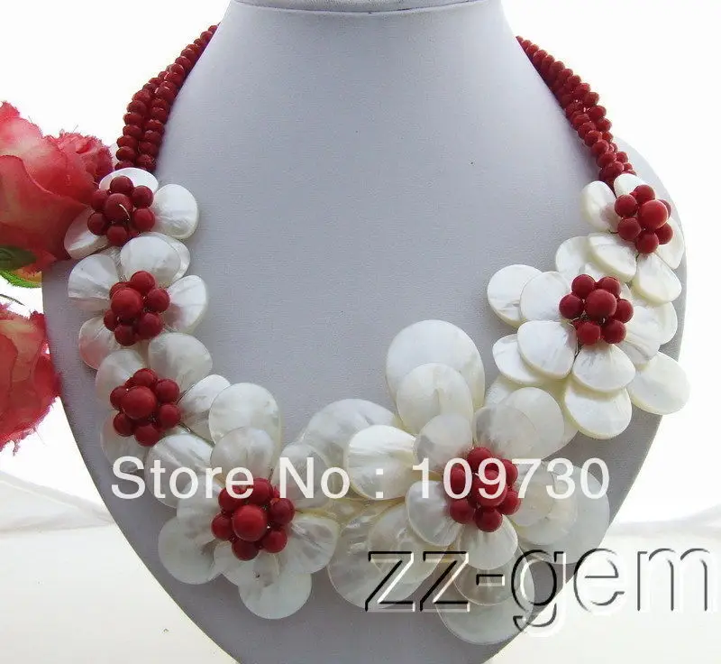 

Jewelry 0011911 Shell Flower&Coral&Crystal Necklace