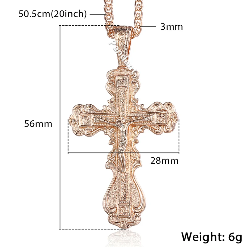 Wo Мужская s Мужская кулон, крест ожерелье CZ христианское распятие 585 розовое золото кулон Женская бижутерия Прямая поставка подарки для мужчин HGP172