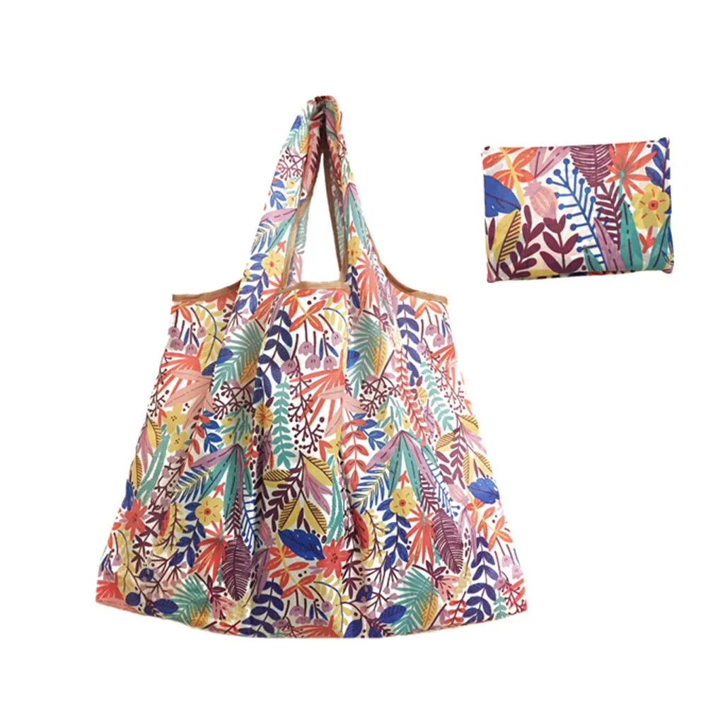 Новинка, стильная женская складная сумка для покупок, многоразовая сумка для покупок, сумка для покупок с цветочным рисунком, фруктами и овощами