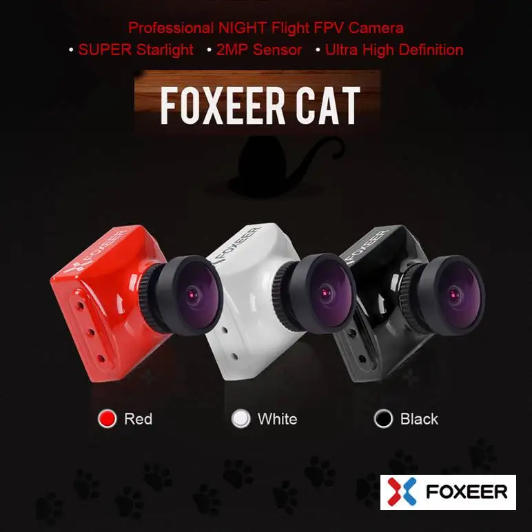 

Foxeer Cat Super Starlight FPV Camera 0.0001lux low latency Night Flight FPV drone 16:9/4:3 PAL/NTSC Switchable 5~40V Support