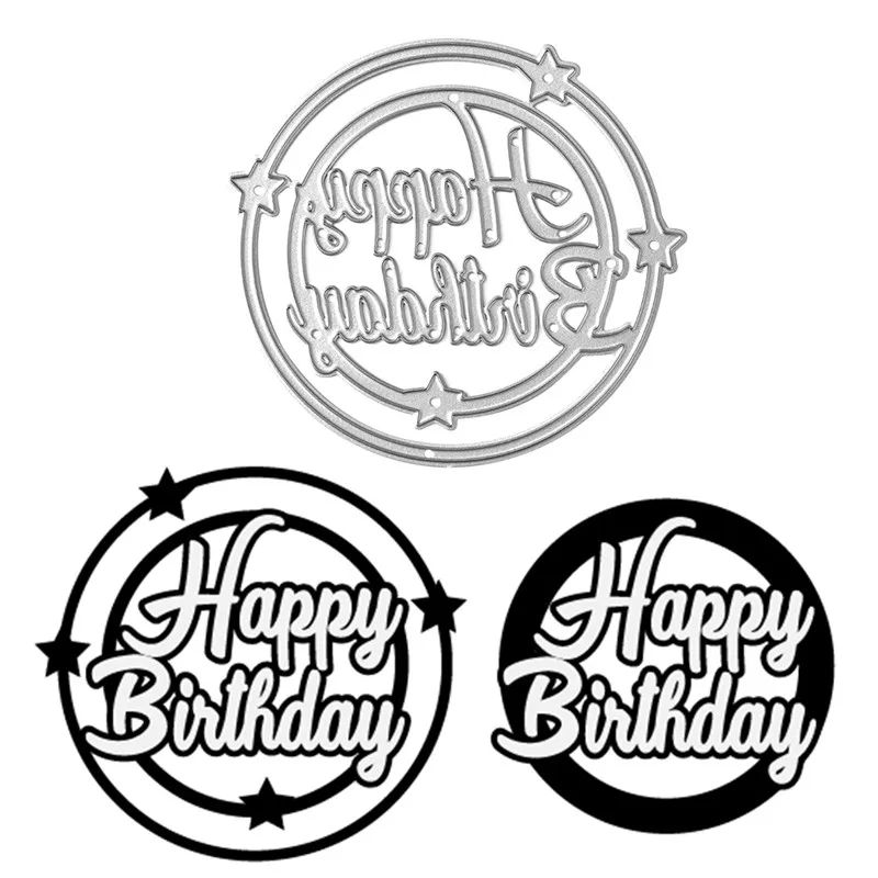 

Eastshape Happy Birthday Word Dies Circle Metal Cutting Dies Scrapbooking for Card Making DIY Embossing Cuts Craft Letter Dies