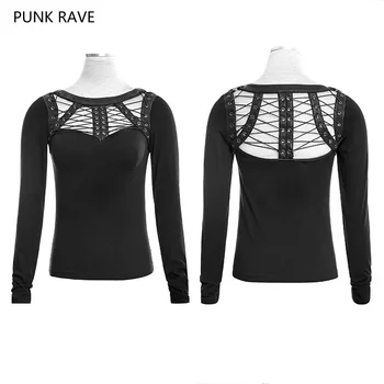 

Punk Rave Rock Casual Backless Steampunk Spider Bandage Sexy Women T-shirt Tops Gothic Cosplay T428