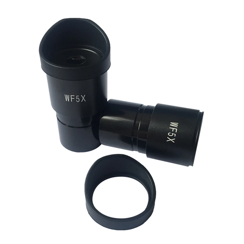 

2 PCS Wide Field WF5X Eyepiece Optical Lens with Rubber Eye Cups Mounting Size 30 mm Field of View 20 mm for Stereo Microscope