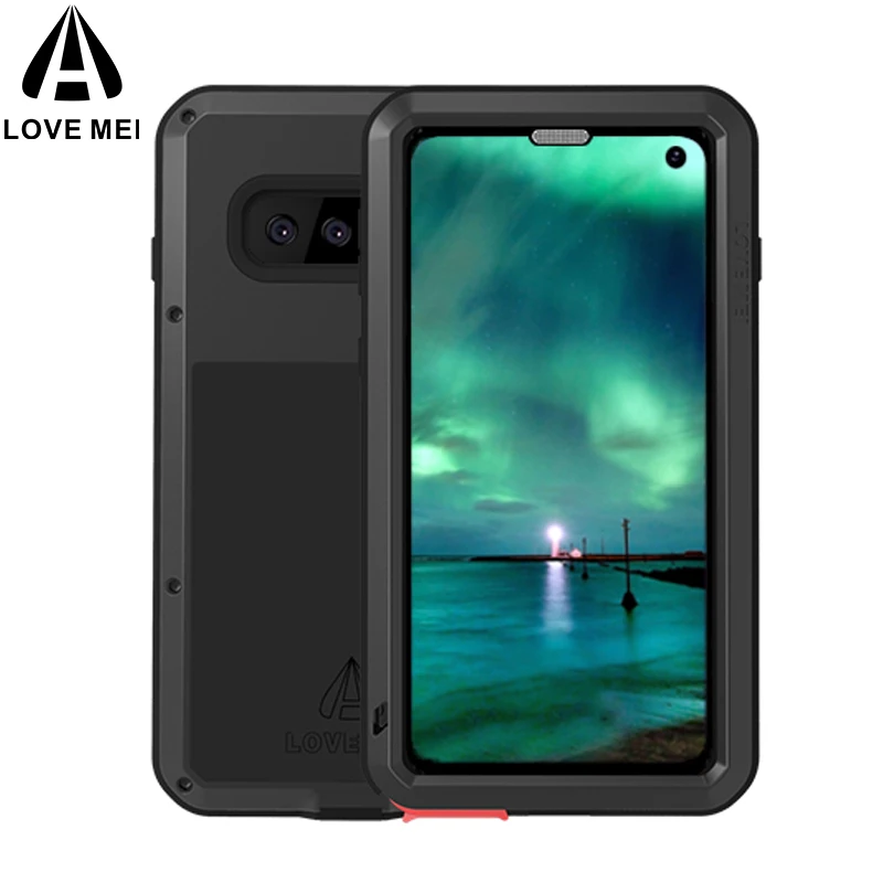 Чехол для Samsung Galaxy S10 S10E оригинальный Lovemei Алюминиевый металлический + Gorilla Glass