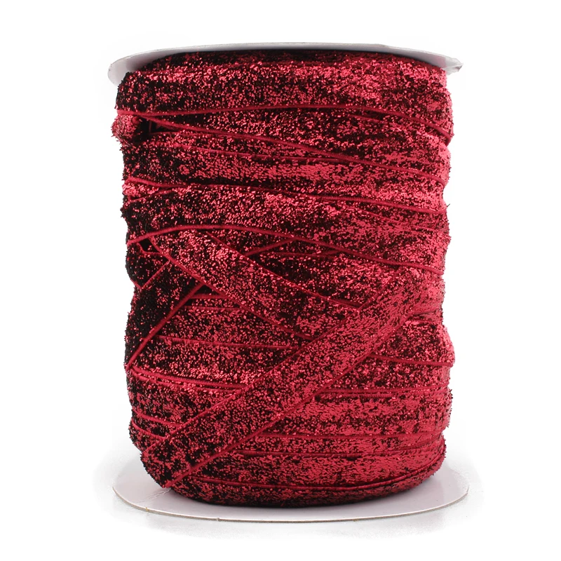 10Yards 3/8" 15Colors Shiny Glitter Elastic Ribbon FOE For Sewing Solid FOE Fold Over Elastics Trim Lace Band U Pick Color ribbon decoration ribbon supplies sewing ribbon lace trim ribbon