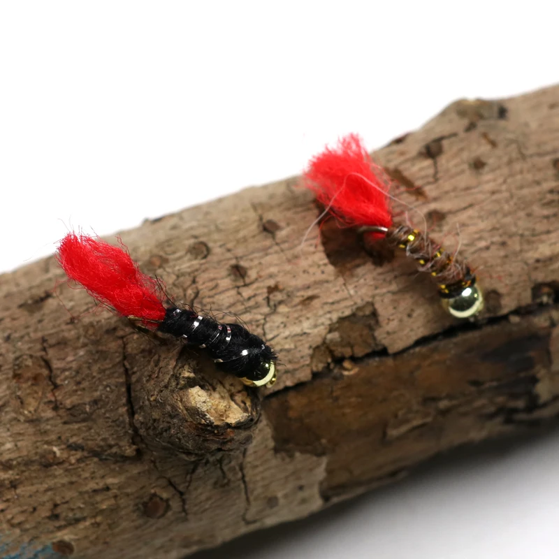 

10pcs #14 Bead Head Buzzer Nymph Fly for Trout Fishing Black Brown Color