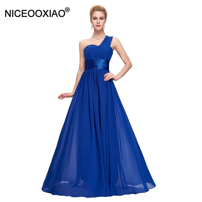 Женское шифоновое платье NICEOOXIAO длинное подружки невесты с одним плечом