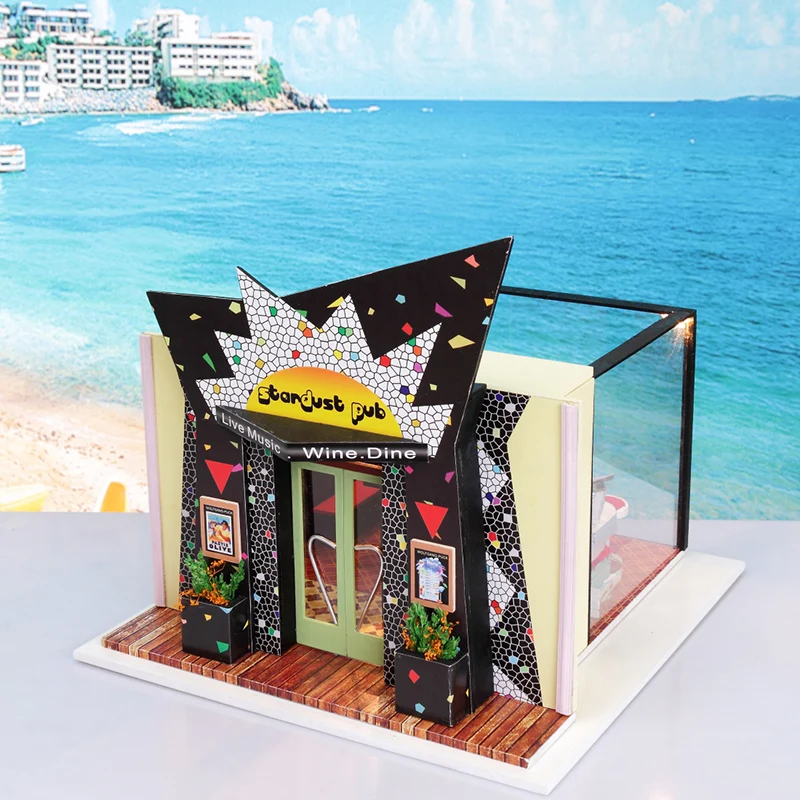 

CUTE ROOM diy Cottage Bar Scene Handmade Assembled Model Villa House Building Creative Assembled Wooden Toy Model