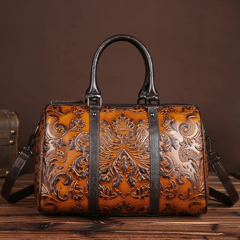 

Chinese Style Genuine Leather Women Shoulder Bag Luxury Handbag Women Bags Designer High Quality Embossed Ladies Messenger Bag