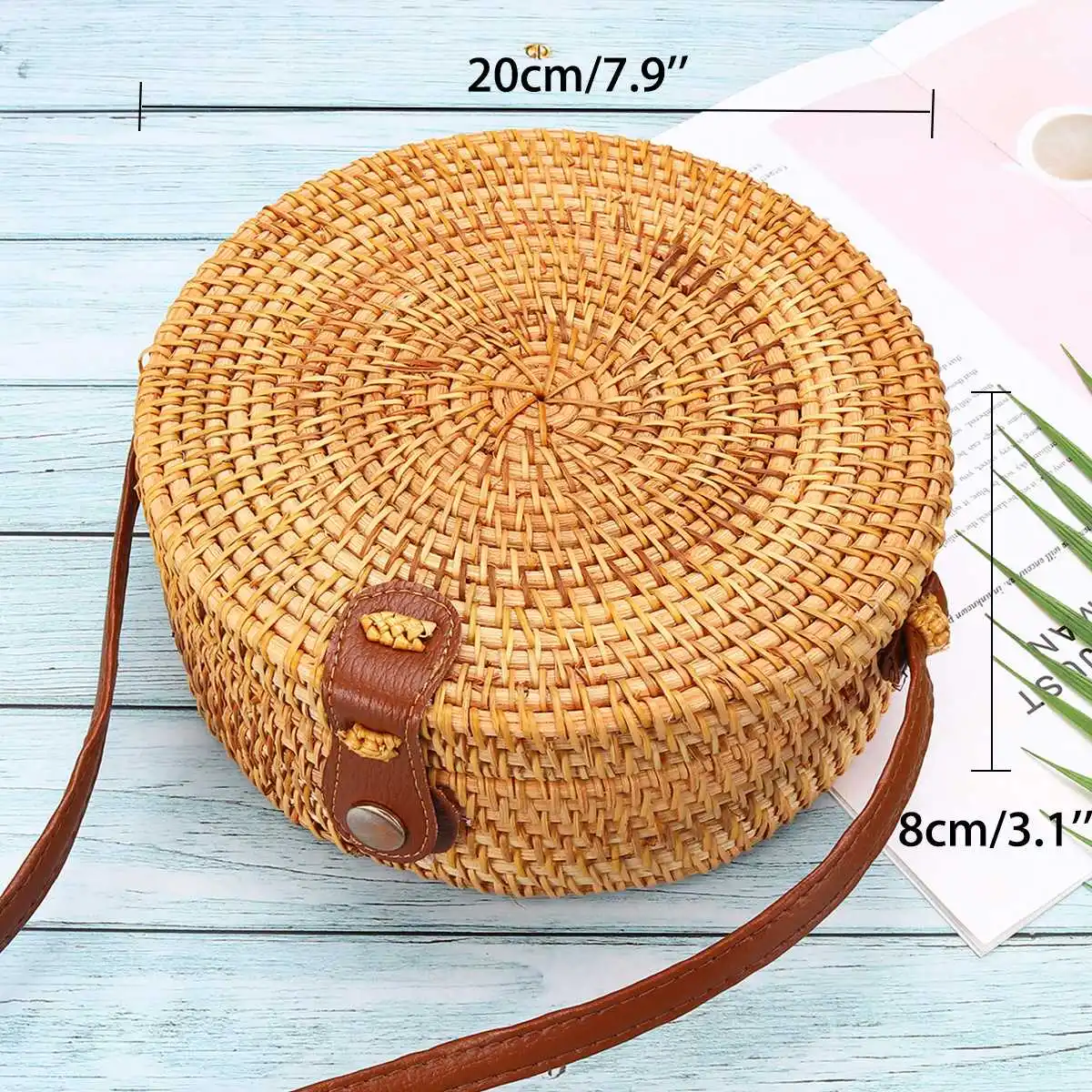 

Vintage Handmade Woven Beach Straw Bags for Women 2019 Round Rattan Bag Circle Handbag Crossbody Summer Shoulder Bag Messenger