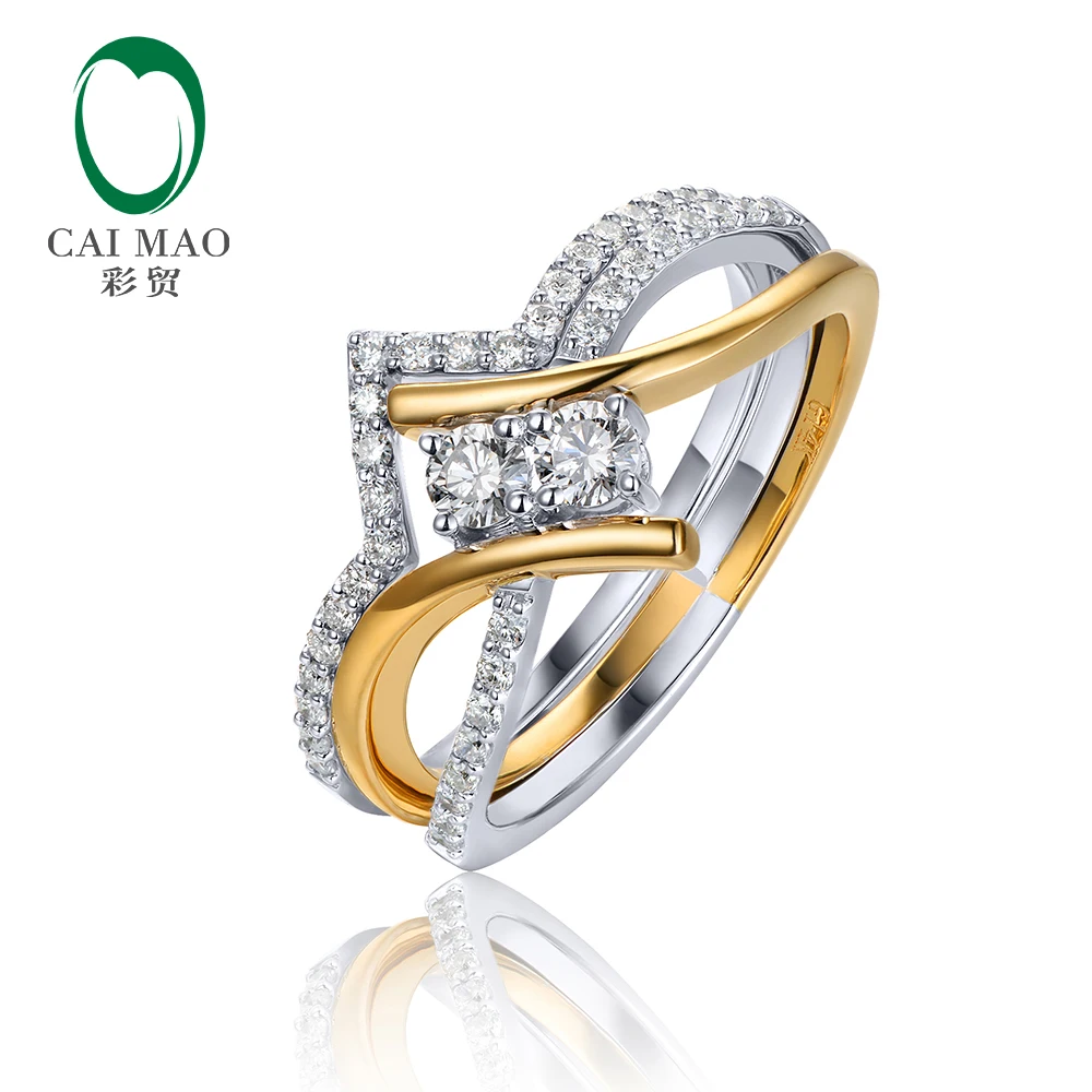 Caimao 14kt многоцветное Золотое 0.56ctw натуральное бриллиантовое кольцо для помолвки и обручальное кольцо