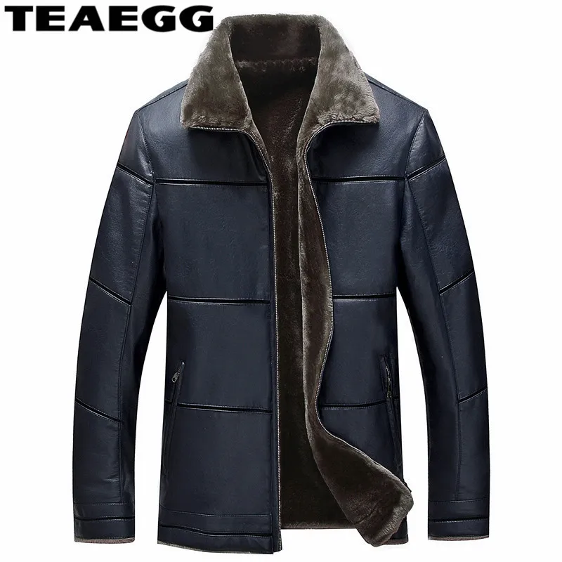 

TEAEGG Black Male Pu Leather Jacket Men Coat Chaquetas De Cuero Para Hombre Faux Winter Jackets Mens Parka Homme Plus Size AL537