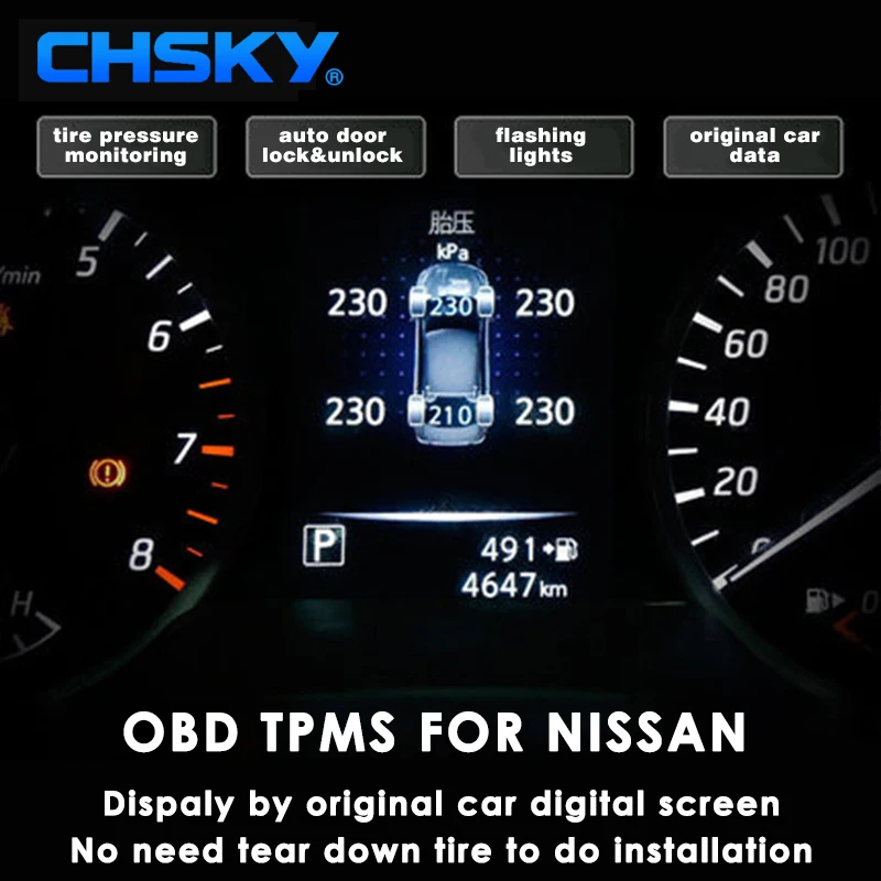 Система контроля давления в шинах CHSKY OBD TPMS для Nissan new X trail Tiida Qashqai Teana|Датчик шинах|