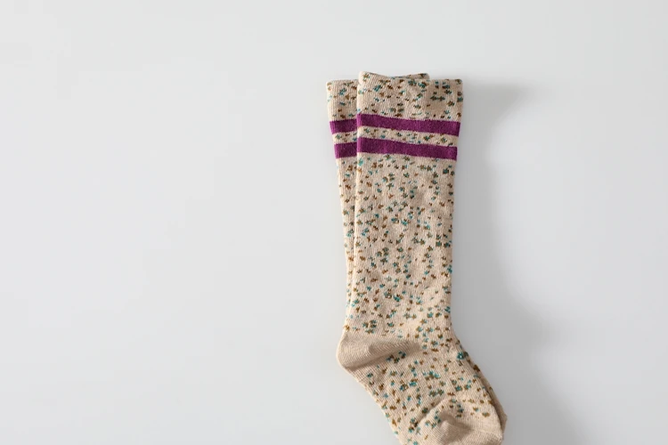 MYUDI/ г. Осенне-зимние носки хлопковые для девочек, в полоску, в горошек, Ретро стиль, детские гольфы длинные носки для малышей