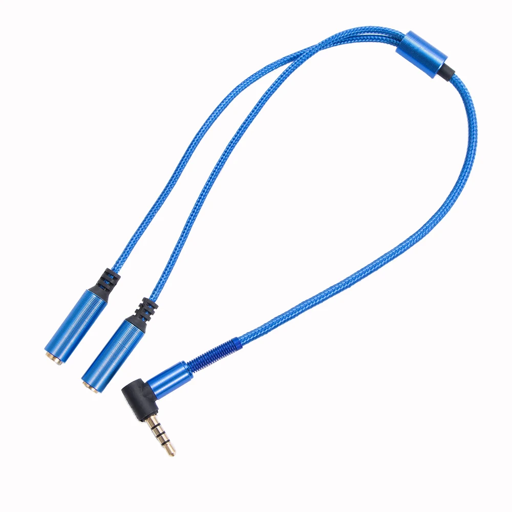 

3.5mm Male To 2 Female Jack Nylon Spring Wire Dual Y Shape Splitter Extension Connectors Adapter Audio Cable Cord
