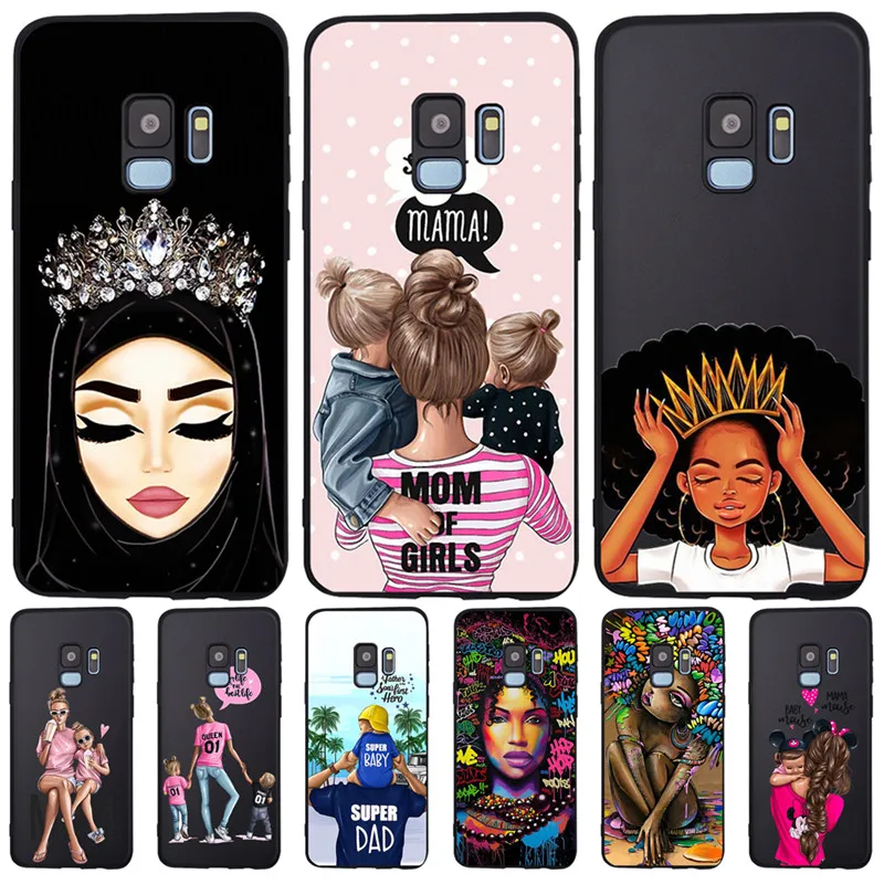 

Baby Mom Arabic Africa Girl luxury For Samsung Galaxy S6 S7 Edge S8 S9 S10 Plus Lite Note 8 9 phone Case Cover Coque Etui Funda