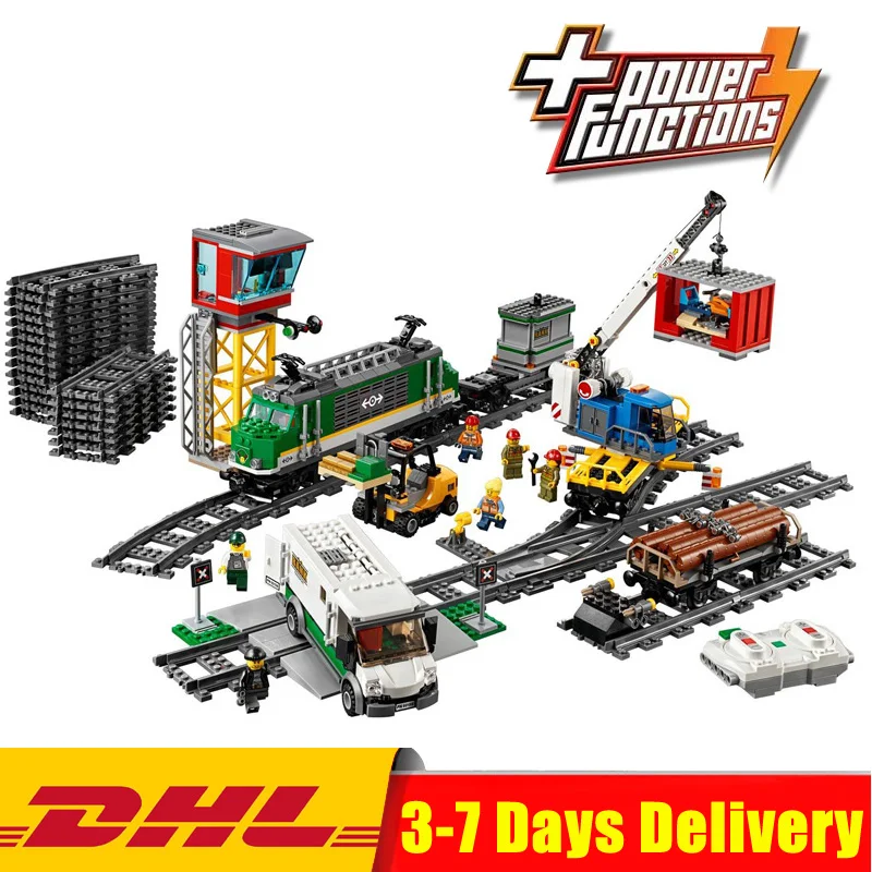 

Clone Legoinglys 60198 Lepin 02118 1373Pcs Cargo Train Set with Power Function Building Blocks Bricks Car Model Kids Toys Gifts