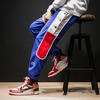 

Oversize Japanese Loose Hip-Hop Skateboard Men's Leisure Fashion Pants Colour-Coloured Splicing Hallen Ninth High Steet Pants