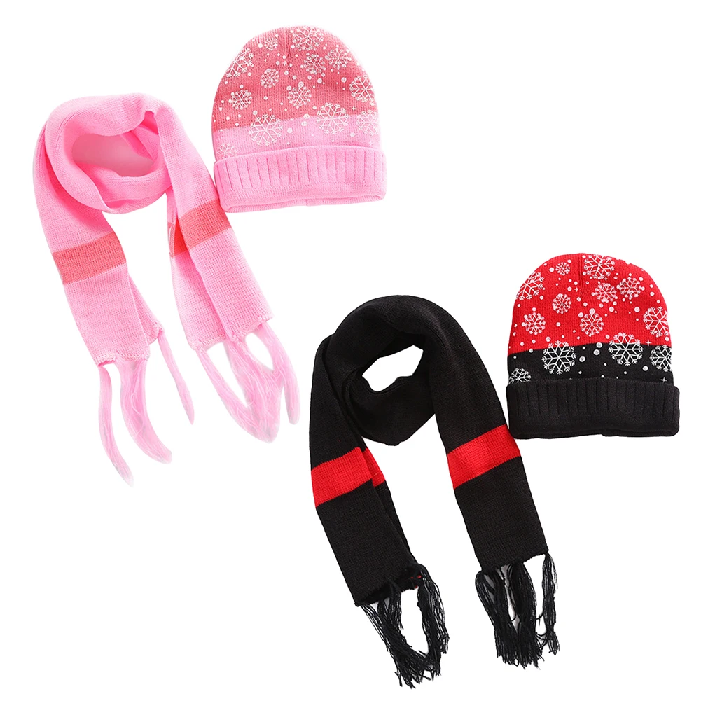 Осенне-зимняя теплая шапочка из 2 предметов для младенцев, Рождественская шапочка, шапка, шарф