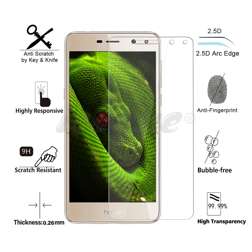 Icoque 9H 2.5D Tempered Glasses for Huawei Y6 2017 Y5 2017 Glass Film Display Cover for Huawei Y6 Y5 2017 Screen Protector Glass (2)