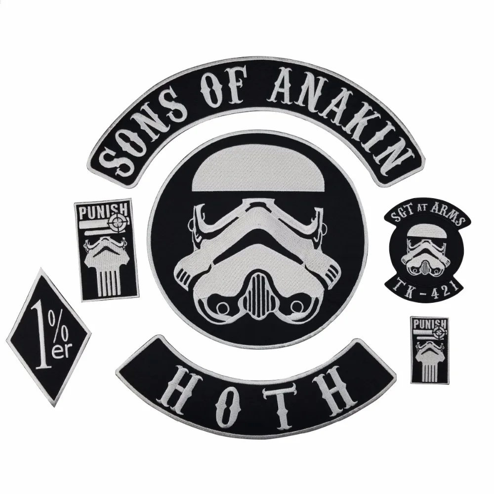 Sons of Anakin Noth Embroidery Biker Vest Rider Iron On Back of Jacket Patch Black twill fabric Free Shipping DIY Eco-Friendly1 (3)