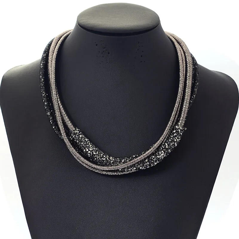 

Miasol Pave Crystal Necklace Choker Unique Designed Full Crystal Rhinestone Dust Necklaces Torques For Women Gift Jewelry N1658