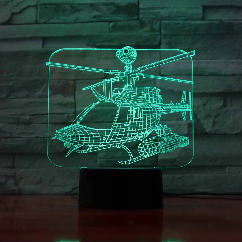 Helicopter 3D nightlamp 7 Colors Changing LED Table Lamp Indoor